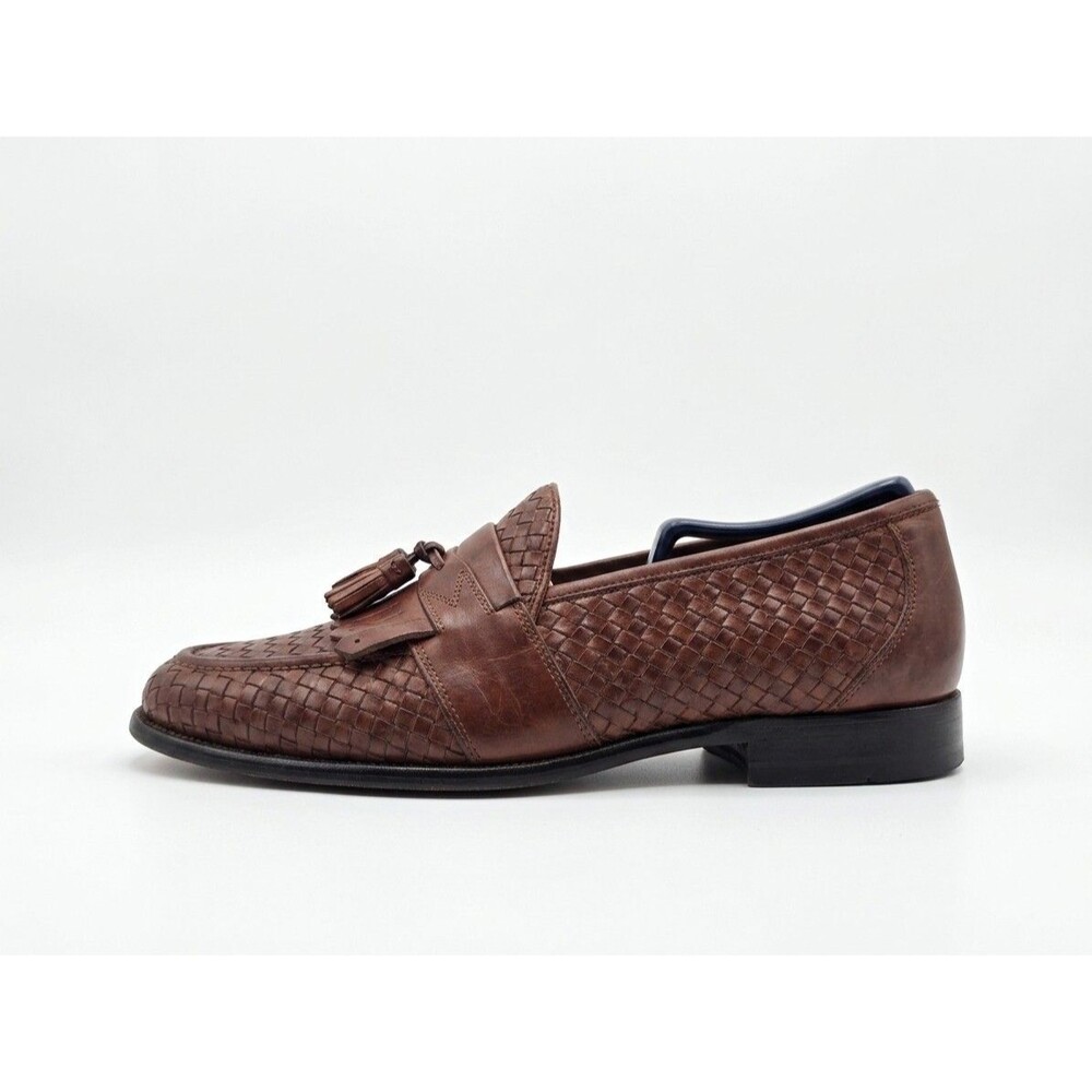 Johnston & Murphy Men's 9 M Woven Leather Tassel Loafers Dress Shoes 15-1862